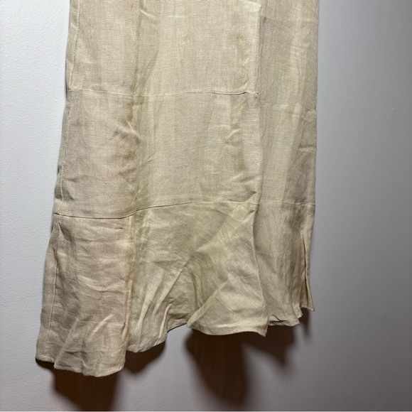 Serenade Linen Blend Beaded Midi Dress Beige Neutral Boho Sleeveless Size M - Picture 4 of 8